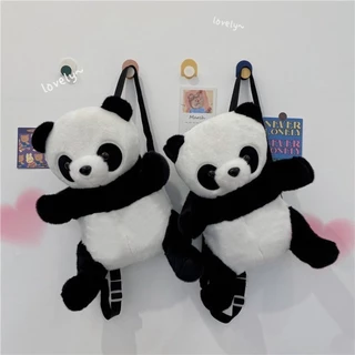 Mới Sang Trọng Gấu Trúc Túi Đeo Vai Dễ Thương Mềm Mại Cô Gái Sang Trọng Túi Lông Túi schoolbag Hoạt Hình Học Sinh Ba Lô Nhỏ