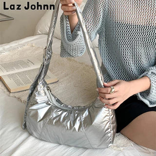 Laz Johnn Dung tích lớn đi lại bạc Túi đeo vai băng thông rộng phù hợp đơn giản Túi đeo chéo thông thường