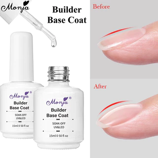 Monja 15ml Builder Base Gel Không Lau Top Coat UV Nail Polish Ngâm Tắt Varnish Nail Art Tool