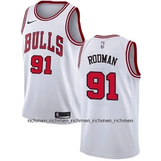 [Nba Jersey] Nam Mới Chính Hãng NBA Chicago Bulls # 91 Dnieper Rodman Jersey Hot Pressed Đỏ, Trắng và Đen