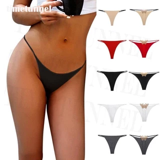 Phụ Nữ Hai Lớp Dây Mỏng Gợi Cảm Thông Thêu Eo Thấp Gợi Cảm Bikini Cotton Hình Chữ T Quần Lót