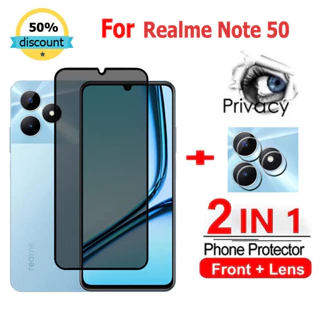 2 in 1 Kính cường lực Realme Note 50 cường lực bảo vệ chống gián điệp bảo vệ màn hình phủ đầy đủ cho Realme 10T 9i 11 10 Pro+ 5G C67 C51 C55 C53 GT Neo 3T 5 Narzo 50 5G Glass Film Camera Protecto