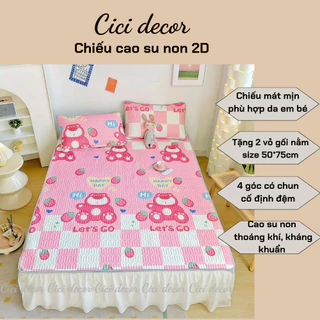 Chiếu điều hòa cao su non hình con vật Cici Decor ga làm mát mới nhất TẶNG kèm 2 vỏ gối nằm cùng bộ