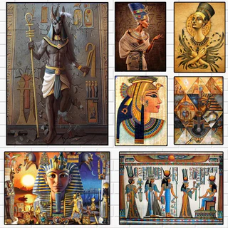 Unframed In Hình Thời Trang Cổ Ai Cập Bức Tranh Tường Anubis Pharaoh Và Nữ Vương Áp Phích Vải Hiện Đại Tranh Sơn Dầu Nghệ Thuật Nhà Decal Dán Tường