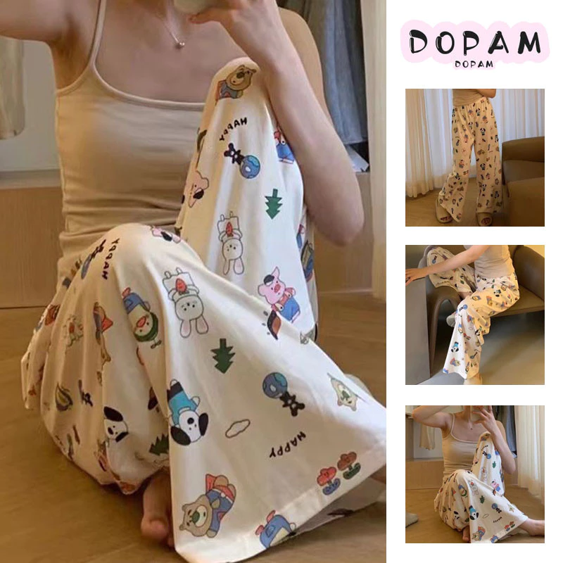 Quần Pyjama dành cho nữ, Quần hoạt hình phong cách mới, Quần ống thẳng có thể mặc ở nhà và bên ngoài, Quần đi bộ thích hợp mỏng mùa hè