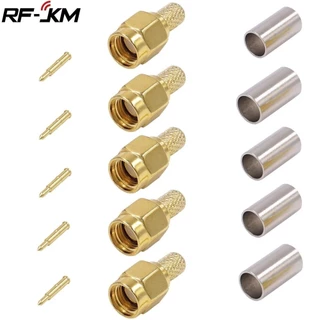 5 CÁI SMA Nam Jack Crimp connector cho RG58 RG142 RG400 LMR200 LMR195 cáp đồng trục