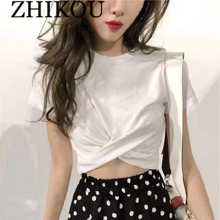ZHIKOU áo phông áo thun nữ croptop baby tee Trendy Cổ điển Minimalist Hàn Phong WTX24402YO 14Z240403