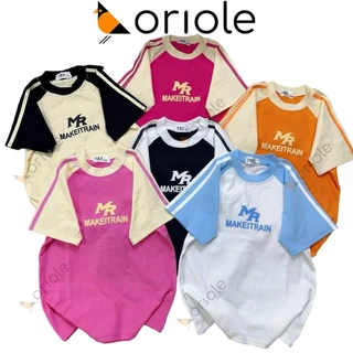 o Thun Nữ Cổ Tròn Oriole Tay Phối Raglan Sọc A18 Màu Trắng, Đen, Hồng, Cam [35kg - 55kg]