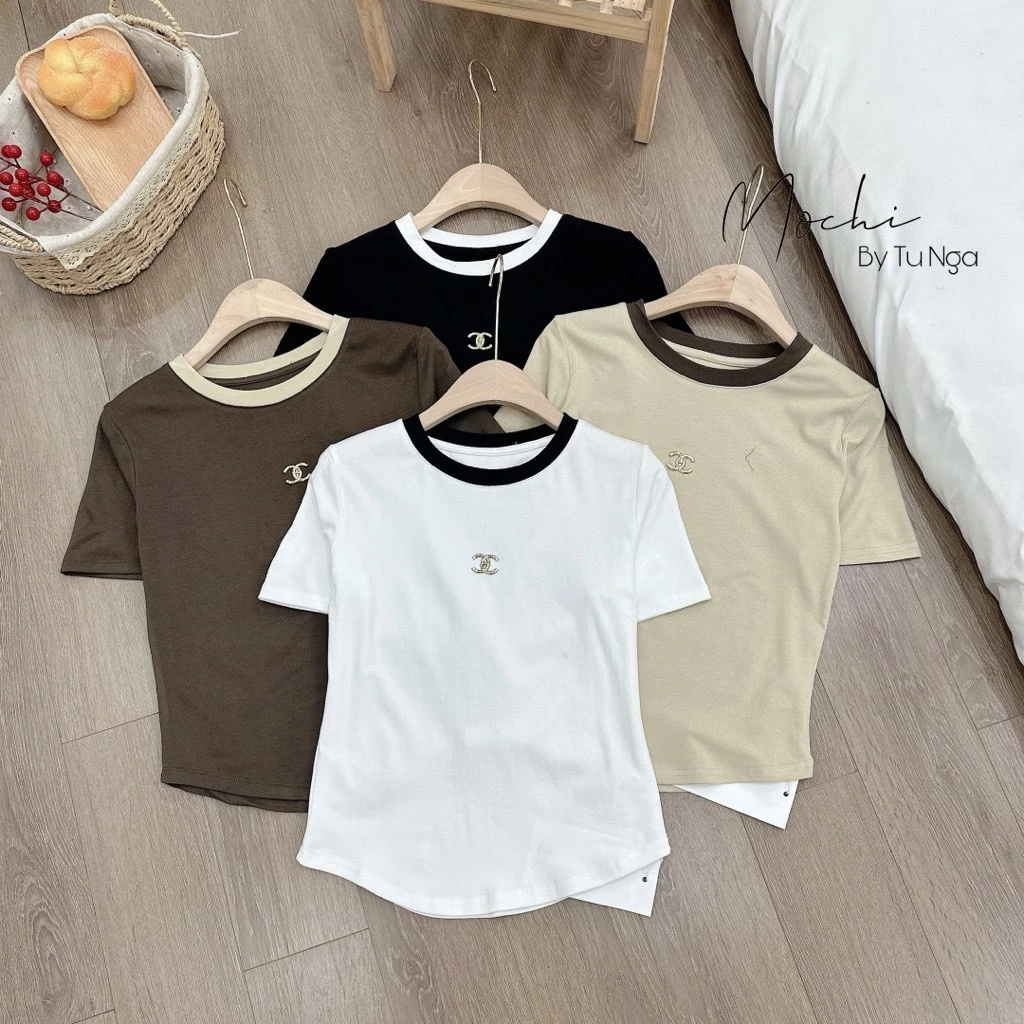 Áo thun babytee chữ X phối viền - hãng 7+ mã