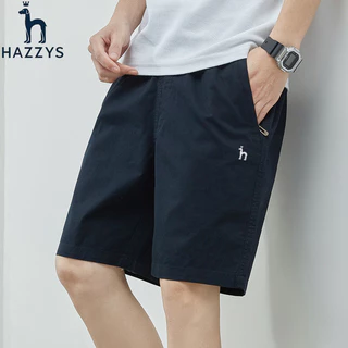 Hazzys Men's Shorts Summer Thin Cropped Pants Loose Straight Drawstring Beach Pants