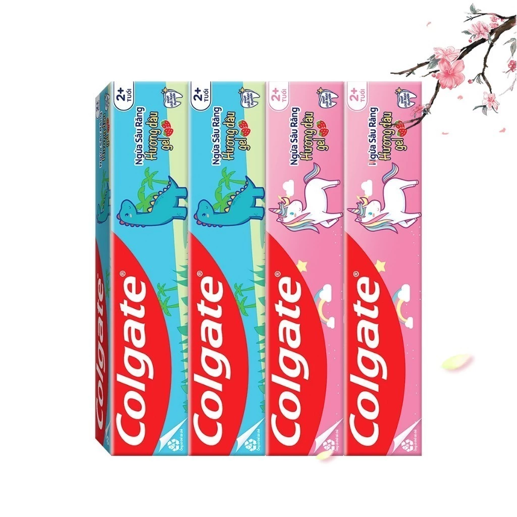 Combo 4 Tuýp Kem đánh răng Colgate trẻ em Khủng Long và Kỳ Lân hương dâu 40g/tuýp