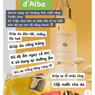 Serum dạng xịt khoáng D'alba First Spray fullbox + 8,5% shopee