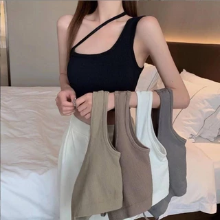 Y2k Nữ Hàng Đầu Thời Trang Dệt Kim Crop Tops Cotton Tank Crop Tops Quần Lót Dạo Phố mujer Vest Crop Tee Camisole