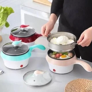 Nồi điện đa năng 1.3 Lít, nồi lẩu mini, ca nấu mì cao cấp 2 tầng - Nồi điện với 2 nấc nhiệt thế hệ mới có tay cầm