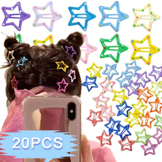 20 Chiếc Y2K Bobby Pin Bé Gái Nữ Nhiều Màu Sắc Ngôi Sao Barrettes Kim Loại Chụp Kẹp Kid Hàn Quốc BB Kẹp Tóc Cua Dính Mũ Phụ Kiện Tóc