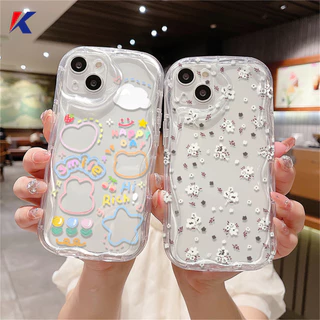 Ốp Lưng Tương Thích Cho IPhone 14 11 12 13 15 PRO MAX 6 7 6S 8 14 15 Plus XR XS MAX 6SPlus 7Plus 6Plus 8Plus 14Plus 15Plus XSMAX SE 2020 Ins Rabbit Bear Brief Strokes 3D Vỏ Viền Cong