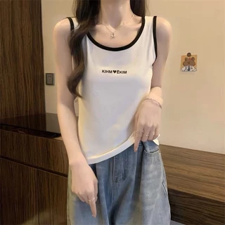 Jiashuchen Modal Mùa Xuân Mùa Hè Phong Cách Mới Chữ Camisole Nữ Plus Kích Thước Mỡ Rời Ngoài Mặc Bên Trong Đáy Không Tay Top