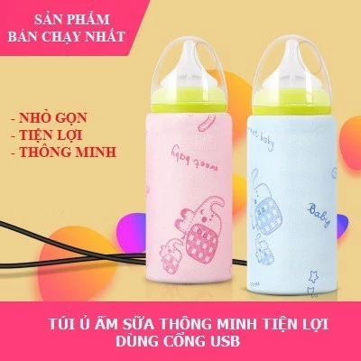 Túi Giữ Nhiệt Ủ Ấm Bình Sữa Hàng Xuất Thái Lan Gọn Nhẹ, Dùng Cổng Sạc USB Tiện Lợi