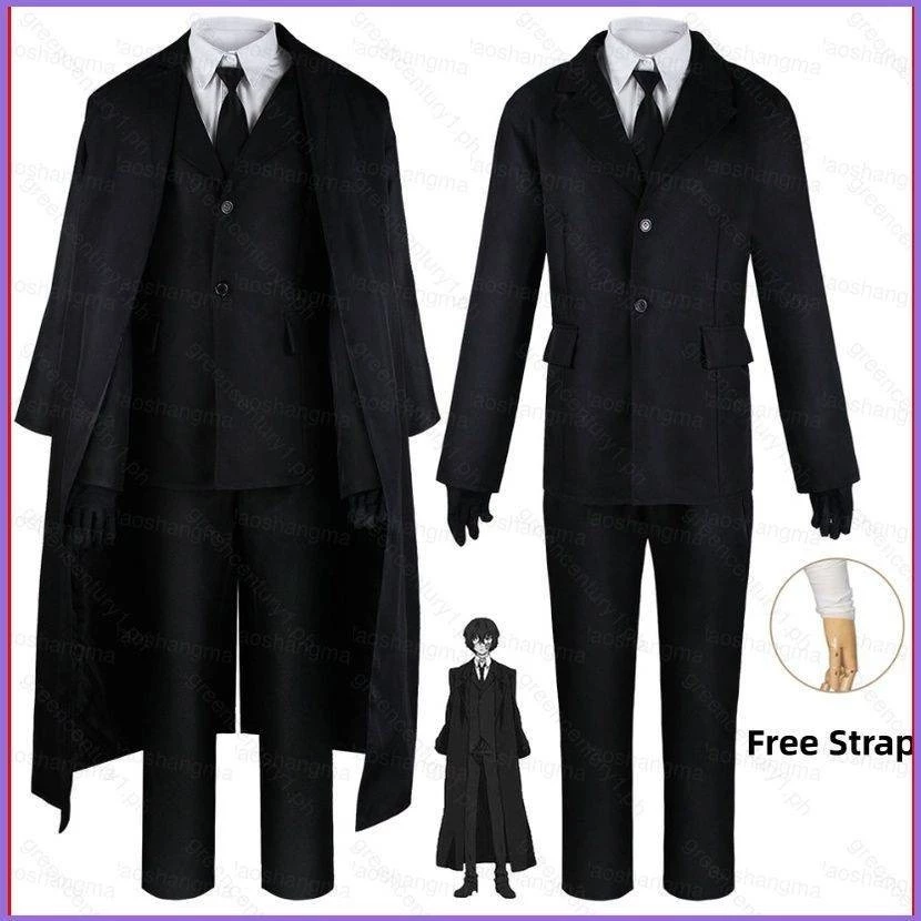 Bungo Đi Lạc Chó Dazai Osamu Cosplay Trang Phục Anime Áo Gió Đen Áo Buộc Áo Khoác Áo Phù Hợp Với Đồng Phục Hallween Đảng