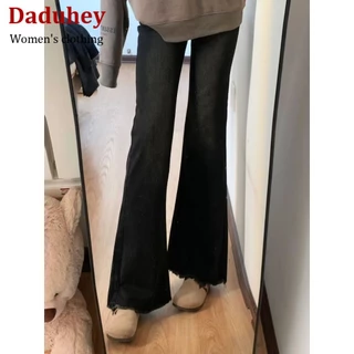 DaDuHey💕 New American Ins High Street Retro Micro-flare Jeans Niche High Waist Wide Leg Pants plus Size Trousers