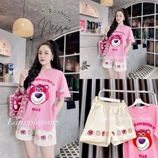 XẢ KHO 40K Bộ Đồ Ngủ Nữ Quần Áo Cộc Tay Ngắn Mặc Ở Nhà Vải Cotton Mùa Hè