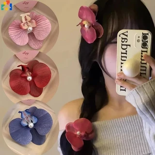 Mới Hàn Quốc Ngọt Ngào Phalaenopsis Hoa Kẹp Tóc Thời Trang Thiết Kế Sáng Tạo Hoa Giả Ngọc Trai Mỏ Vịt Kẹp Tóc Phụ Kiện Tóc