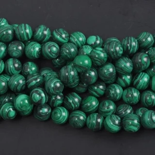 Tổng hợp xanh Con công Malachite Hạt rời Đá quý tự nhiên Tròn mịn màng để làm đồ trang sức