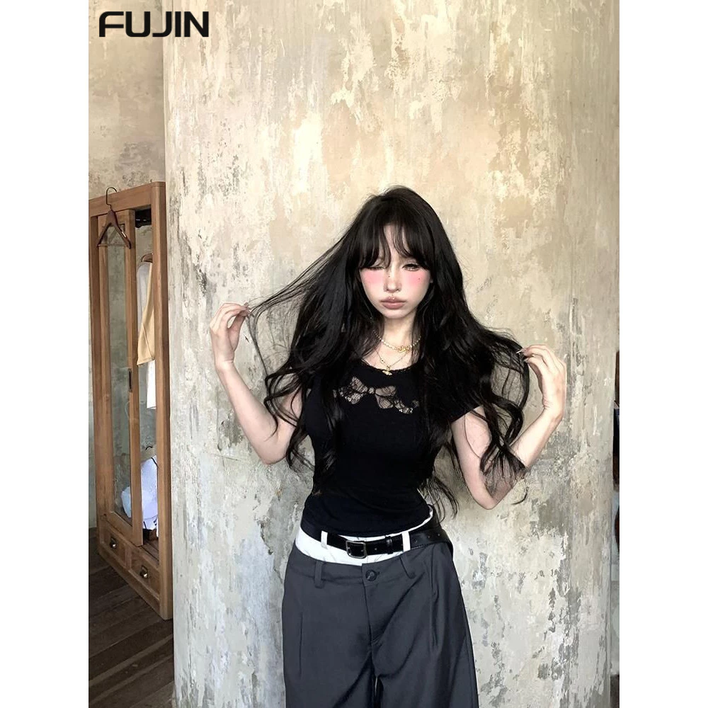 FUJIN áo phông áo thun nữ croptop baby tee Vintage thời trang Thể thao Stylish WTX2430RCP 13Z240327