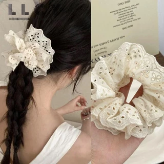 Ren Scrunchies, Phụ kiện tóc Dây buộc tóc Ren Tóc Scrunchies, Mũ có độ đàn hồi cao Màu trơn Dây buộc tóc Scrunchy mềm mại