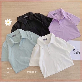 ÁO CROPTOP POLO NỮ, Áo thun hè nam nữ DVGIT, From rộng mặc hằng ngày - AD