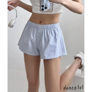 Dance1o1-quần short kẻ sọc / sọc lưng co giãn thông thường dành cho nữ