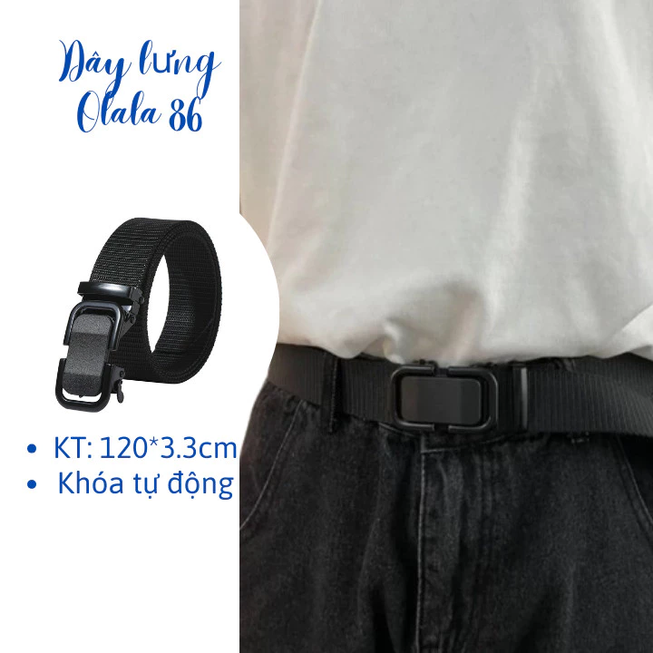 Thắt lưng vải Canvas nam nữ, dây nịt dù basic đơn giản  3.3cm siêu bền OLL276