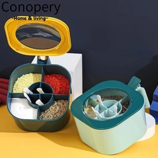 Conopery Hộp Gia Vị, Thìa Lọ Gia Vị Chống Ẩm, Bán Chạy Đa Ngăn 4 Trong 1 Muối Tiêu Lọ Gia Vị Nồi Đồ Dùng Nhà Bếp