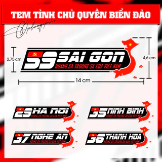 Tem tỉnh thành chủ quyền biển đảo dán xe máy ô tô mũ bảo hiểm, tem dán xe Performance, Decal chống nước bền màu