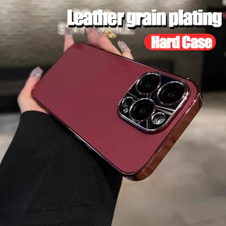 Ốp Điện Thoại Họa Tiết Da Trơn PC Mạ Sang Trọng Tương Thích iPhone 12 13 14 pro max 15 pro max Cao Cấp Bao Gồm Toàn Bộ Ống Kính Thẩm Mỹ Chống Rơi