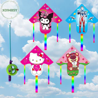 Xo94bsy Trẻ Em Bay Diều Đồ Chơi Hoạt Hình Kuromi Hello Kitty Doremon Diều Trẻ Em Cầm Tay Cần Câu Diều Thể Thao Ngoài Trời Bay Diều Đồ Chơi VN