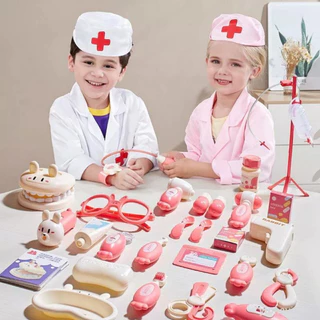 Đồ chơi bác sĩ, xe cứu thương - Hộp đồ chơi dụng cụ y tế cho bé -Thepooh