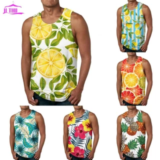 【UTHU】Men Vest Breathable Comfort Hawaiian M~3XL Sleeveless Spring Summer T Shirt
