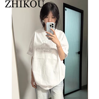 ZHIKOU áo phông áo thun nữ croptop baby tee Phong cách Xu hướng INS Hàn Phong WTX2430CPC 12Z240322