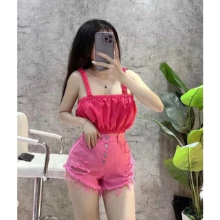 Áo 2 dây croptop nữ bánh bèo mặc nhà đi biển thiết kế chun co giãn phong cách thời trang hàn quốc xᶖnh đẹp Women