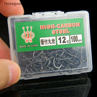 Tgs 100 Chiếc Đóng Hộp Ống Maruse Móc Đen Thép Carbon Cao Và Móc Câu Cá Biển Có Nhẫn Và Dây Thép Gai JR