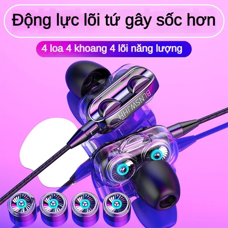 Tai nghe có dây 3,5 mm In-Ear Dual Drive Tai nghe âm trầm âm thanh nổi có độ trung thực cao Tai nghe trò chơi thể thao có micrô