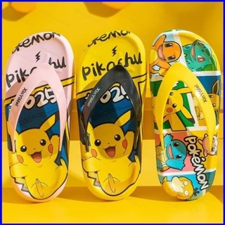 Pokemon Pikachu Dép xỏ ngón Hoạt hình mùa hè Dép trẻ em Dép đi biển chống trượt