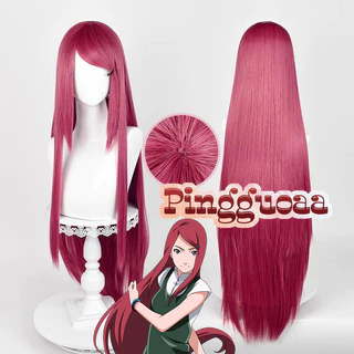 Anime Naruto Kushina Uzumaki Cosplay Tóc Giả Dài 100cm Thẳng Hoa Hồng Đỏ Tóc Giả Chịu Nhiệt Tổng Hợp Tóc