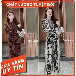 Set đồ bộ nữ form vừa tay dài, bộ đồ sang chảnh quần ống rộng thun tăm lạnh siêu mát - S17