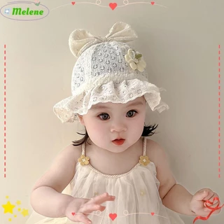 Mũ chống nắng MELENE Mũ ngư dân, Mũ xô nơ ren dễ thương cho bé gái, Mũ chống nắng ngoài trời Hàn Quốc Bonnet cho bé