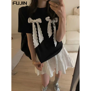 FUJIN áo phông áo thun nữ croptop baby tee Cổ điển Đơn giản Phong cách Xu hướng WTX2430RHV 13Z240327