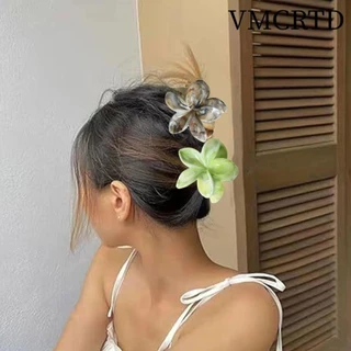 Vmcrtd Vuốt Tóc, Kẹp Cá Mập Plumeria Hình Hoa Kẹp Tóc, Nhiều Màu Sắc Bohemian Tạo Kiểu Tóc Nhựa Nữ