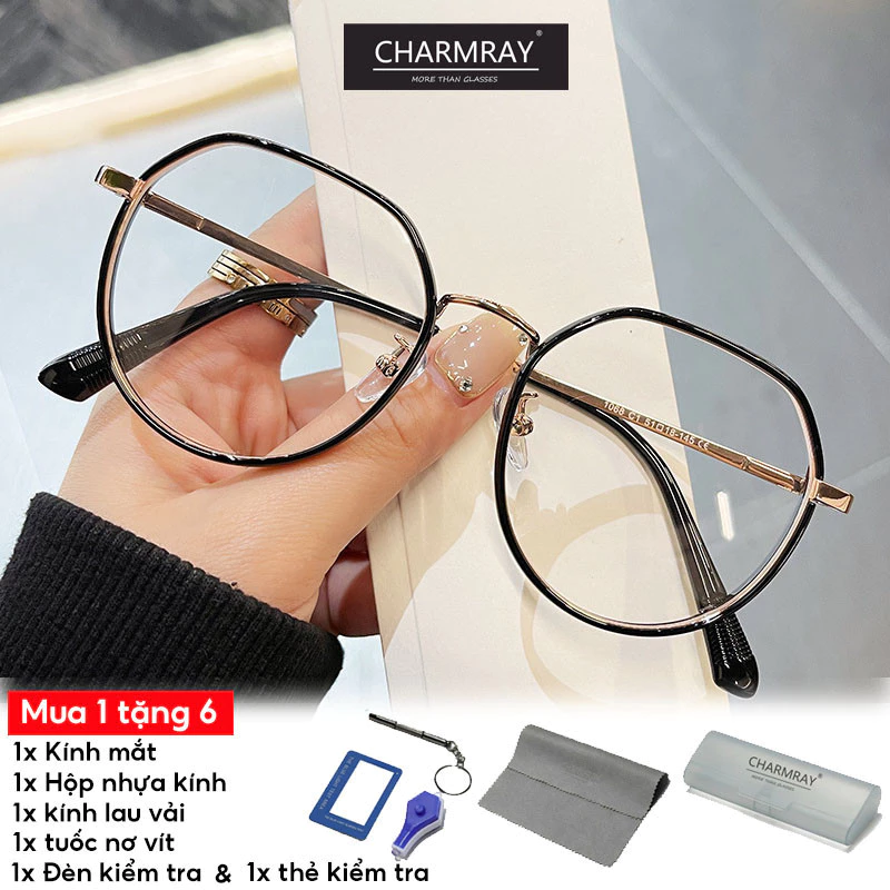 CHARMRAY Kính mắt chống bức xạ thời trang dành cho nam giới Kính quang học nhẹ