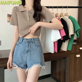 MAIFUWEI áo polo nữ áo có cổ Cute Dễ thương Hàn Phong thời trang WTX2440700 15Z240409